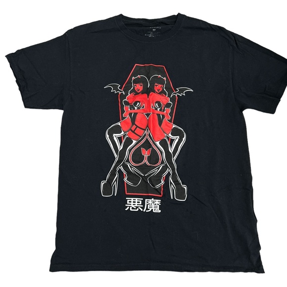 Demon Twins T-Shirt By Fauxmilk Medium - Picture 7 of 7